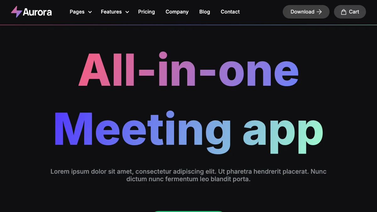 Screenshot of the Aurora Ecommerce theme homepage