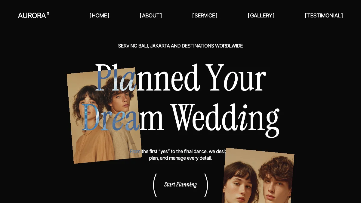 Screenshot of the Auroria theme homepage
