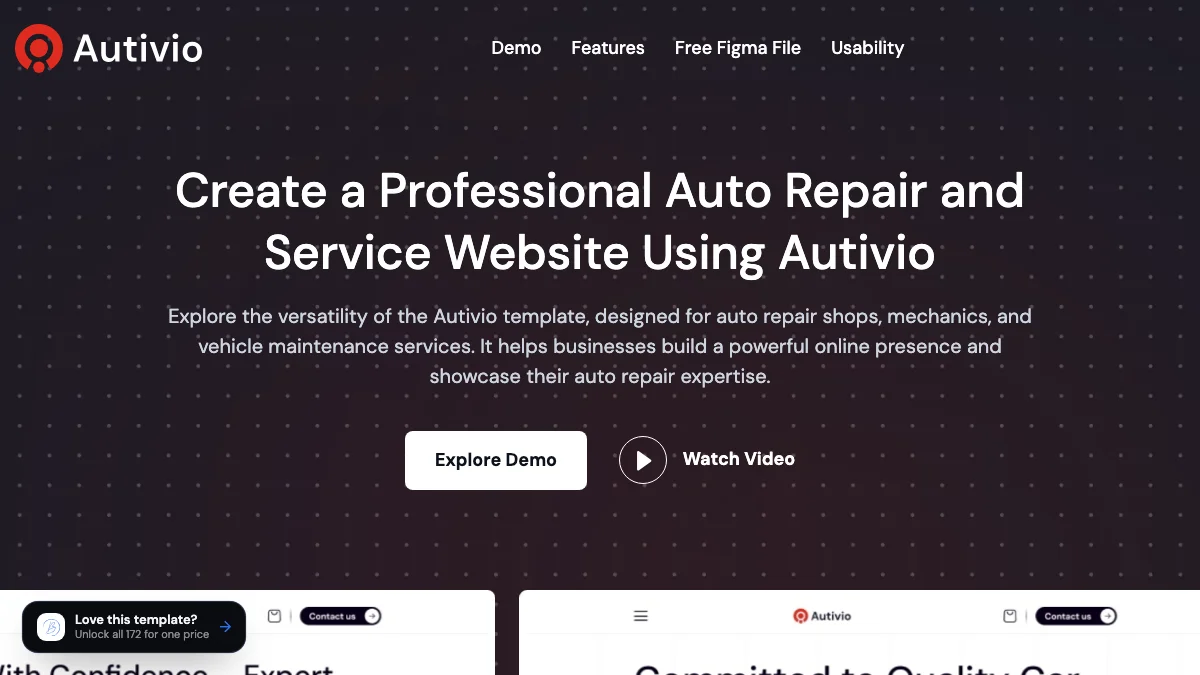 Screenshot of the Autivio theme homepage