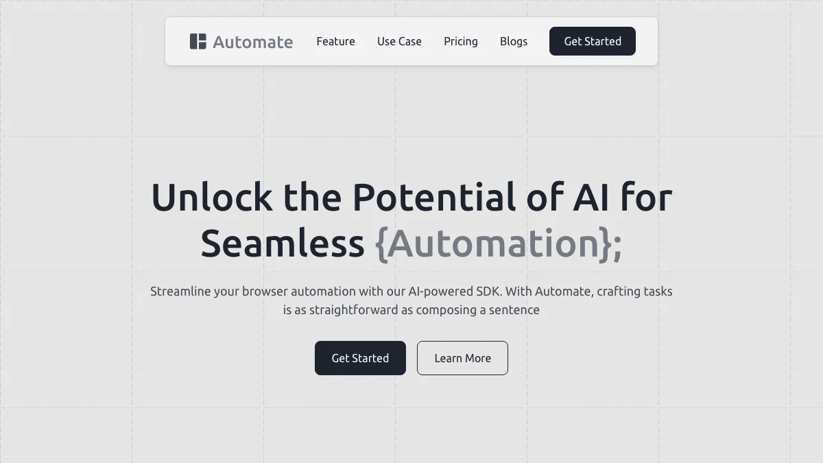 Screenshot of the Automate theme homepage