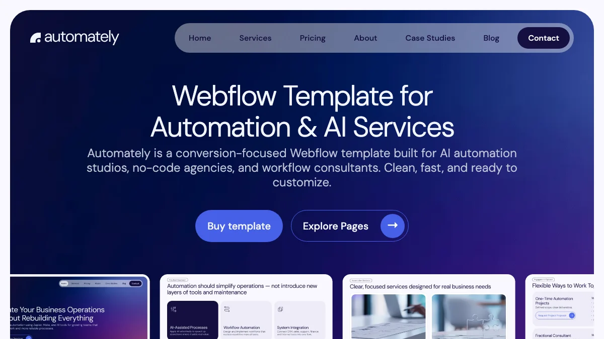 Screenshot of the Automately theme homepage