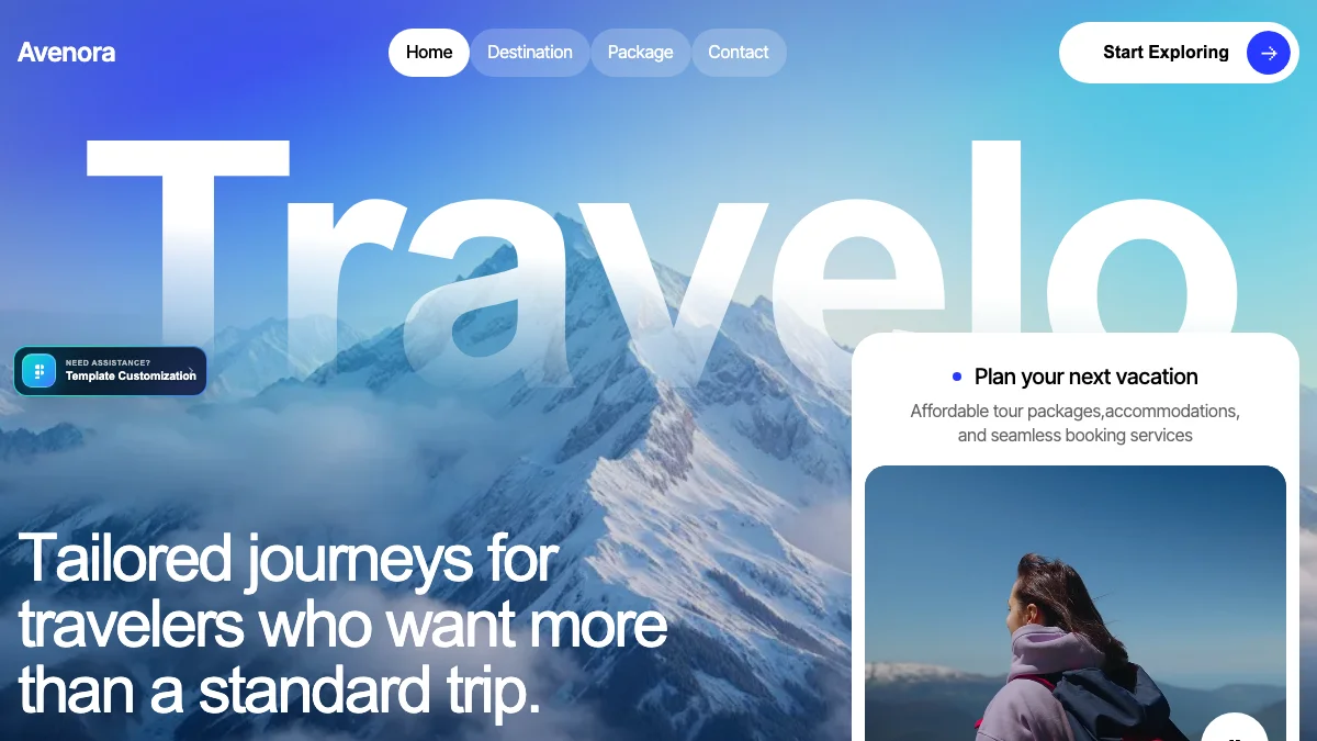 Screenshot of the Avenora theme homepage