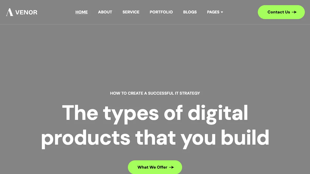 Screenshot of the Avenors theme homepage