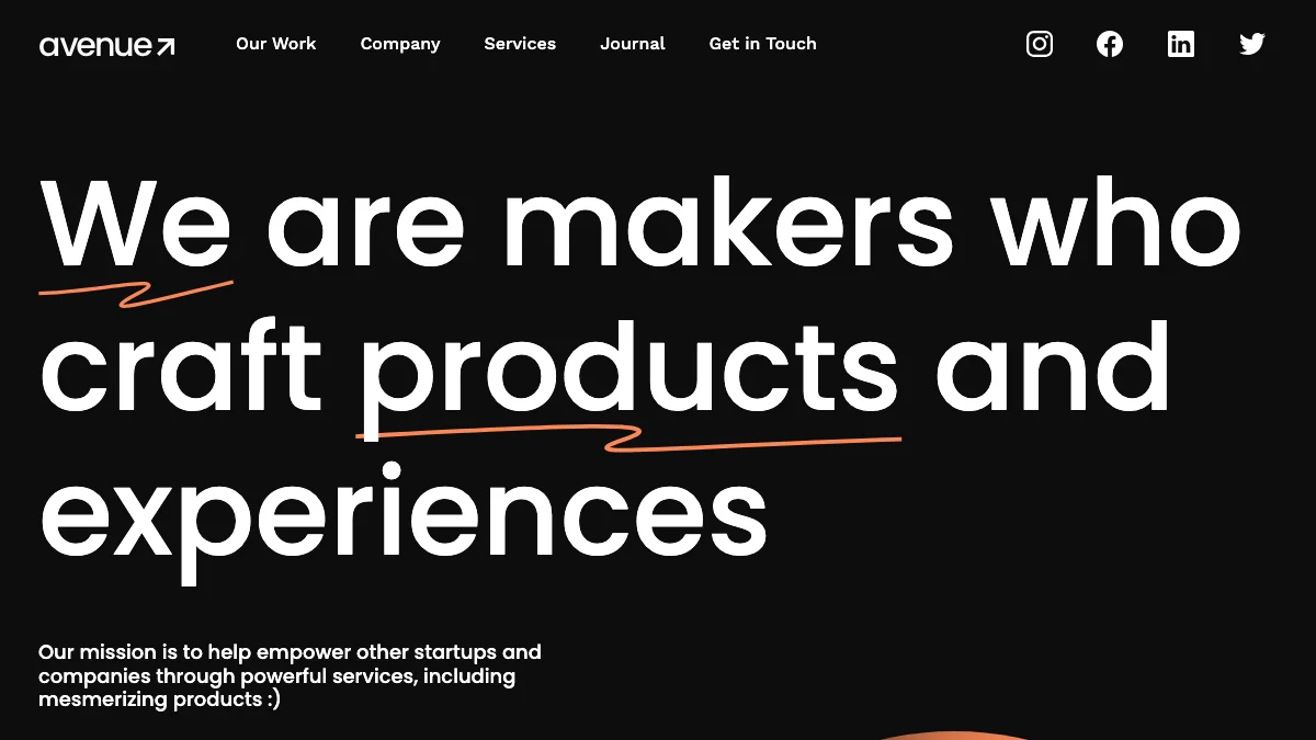 Screenshot of the Avenue theme homepage