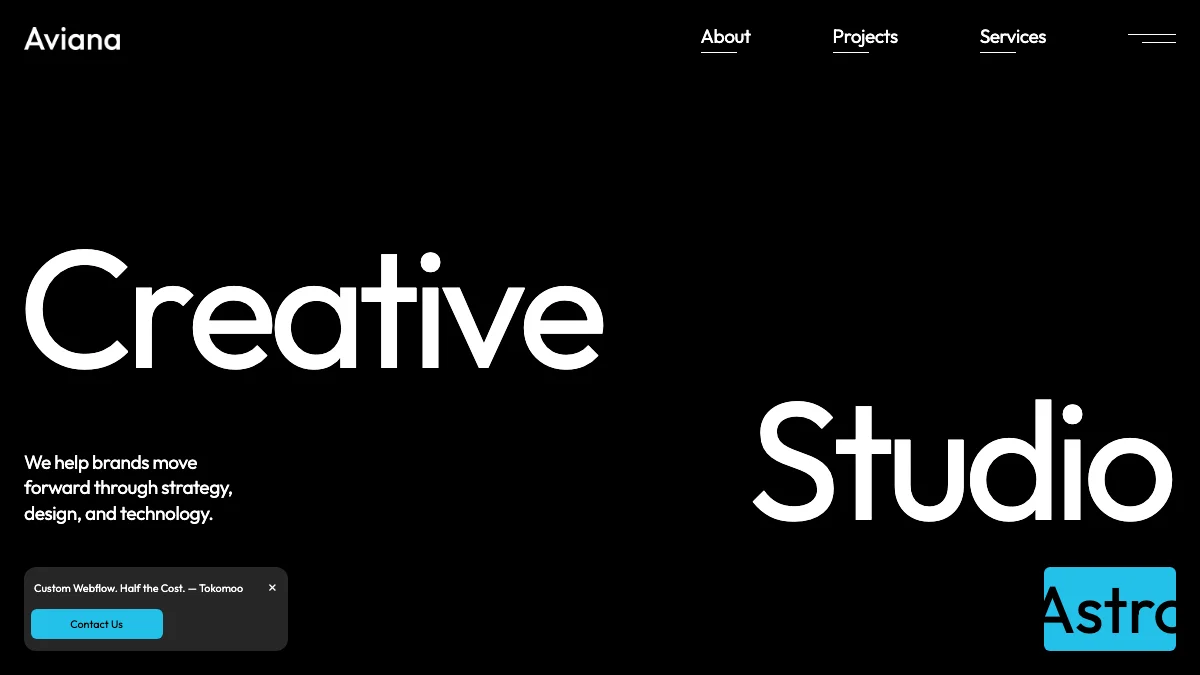 Screenshot of the Aviana theme homepage