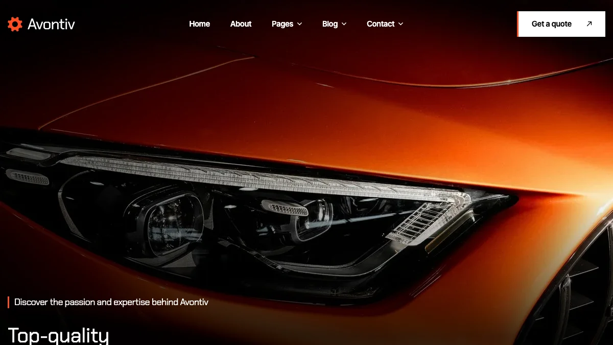Screenshot of the Avontiv theme homepage