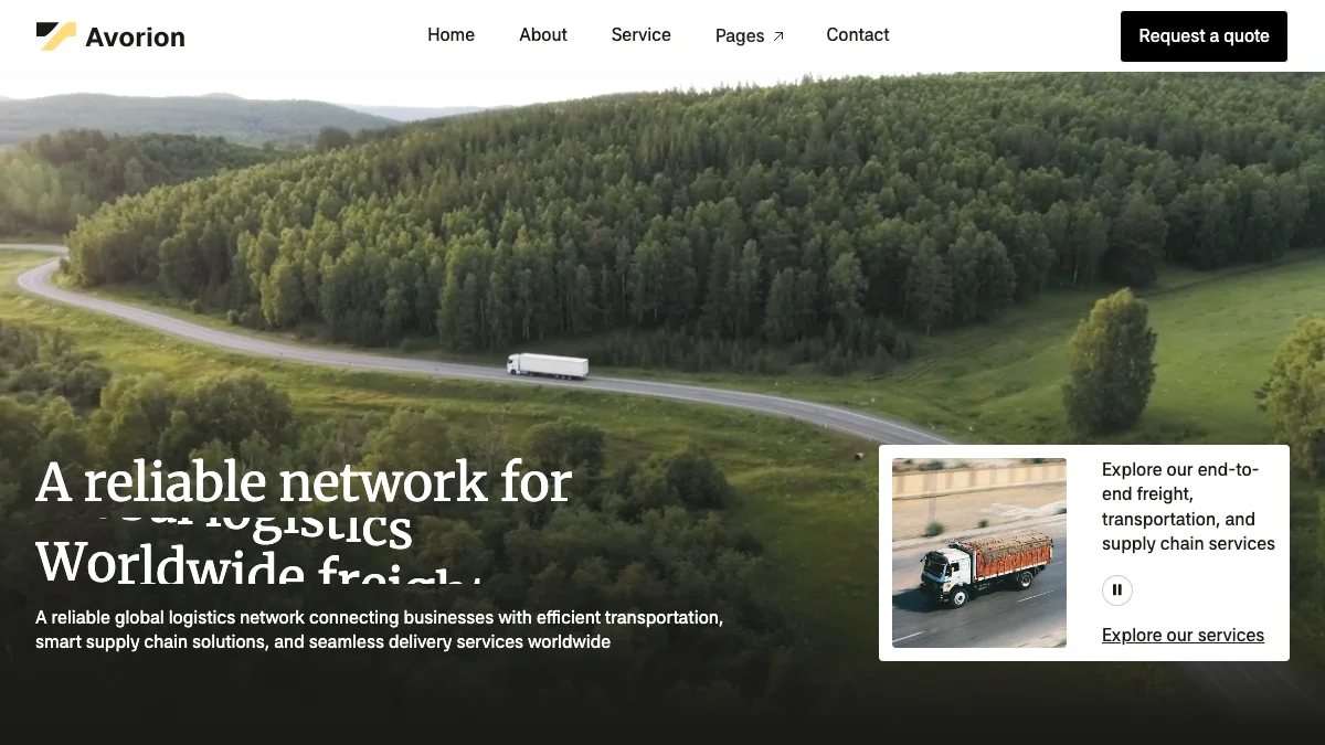 Screenshot of the Avorion theme homepage