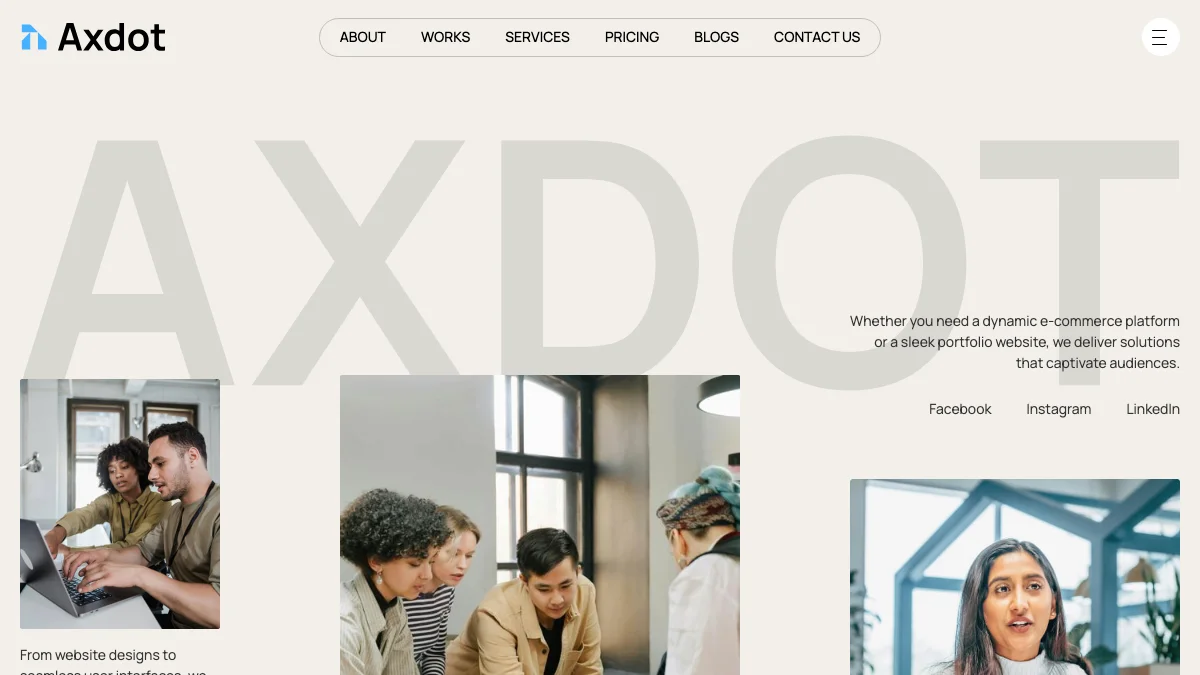 Screenshot of the Axdot theme homepage