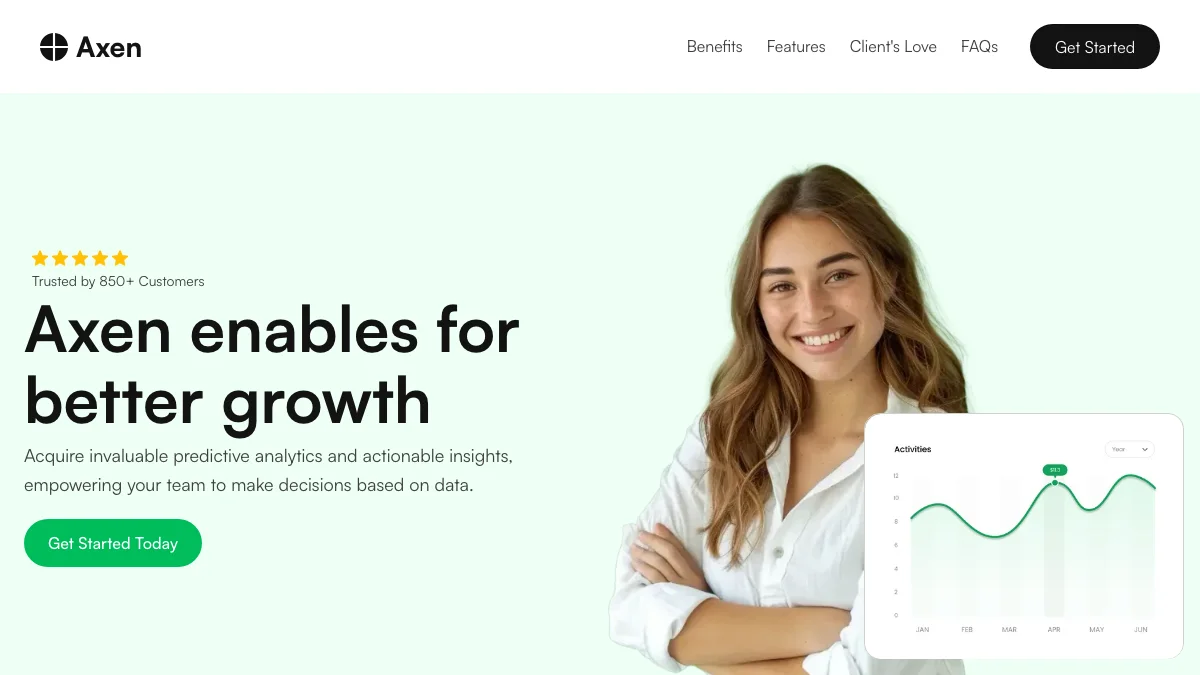 Screenshot of the Axen theme homepage