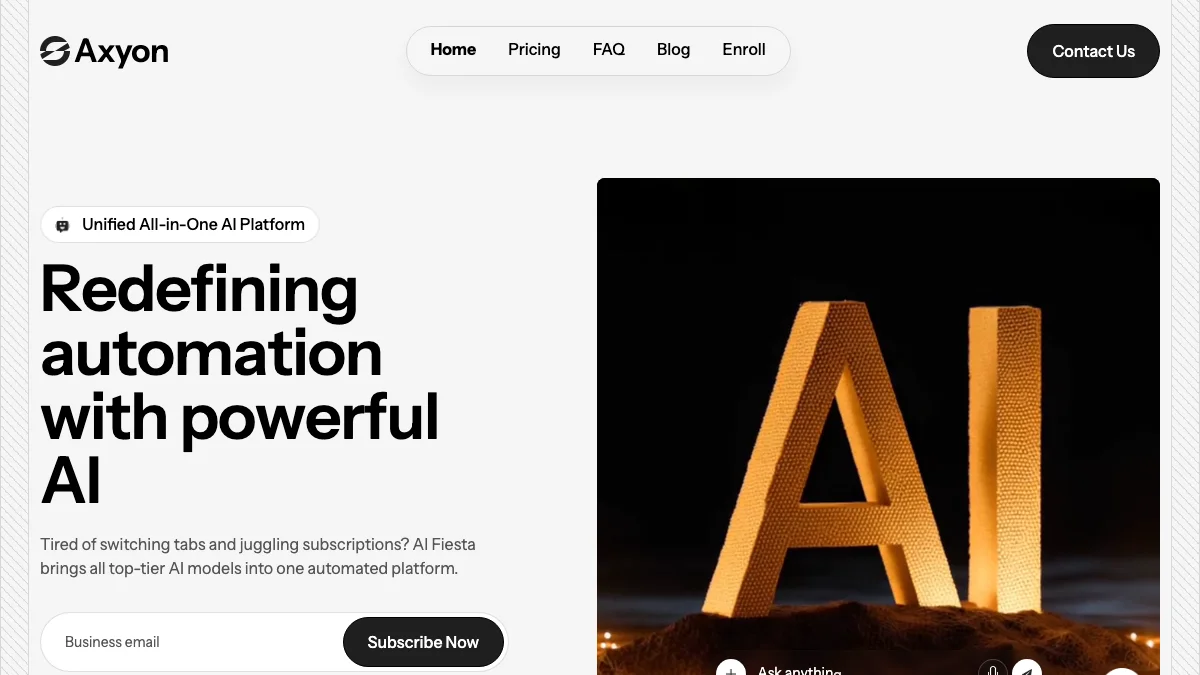 Screenshot of the Axyon theme homepage