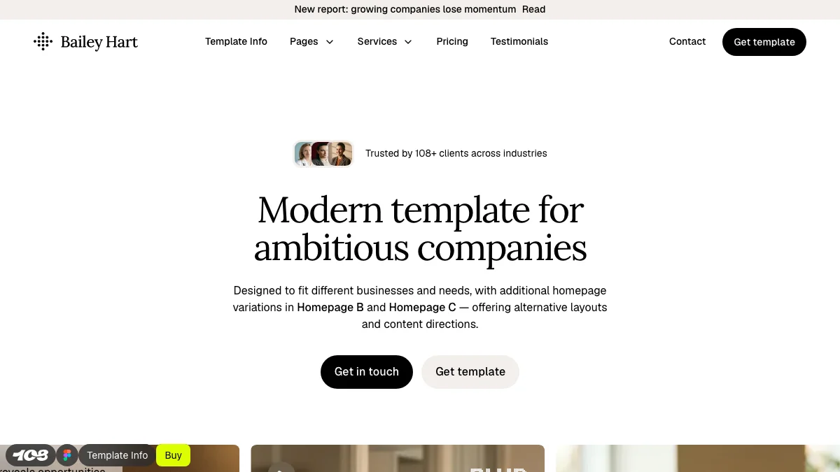 Screenshot of the Bailey Hart theme homepage