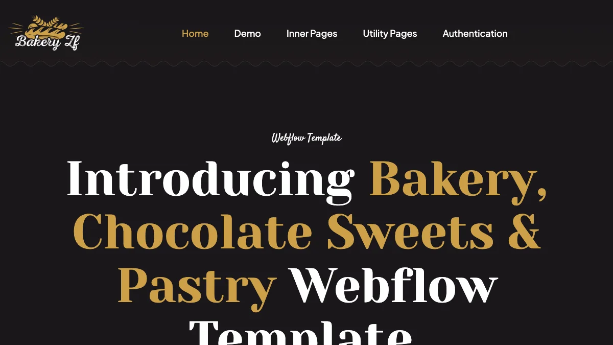 Screenshot of the Bakery ZF theme homepage