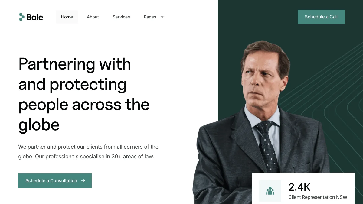 Screenshot of the Bale theme homepage