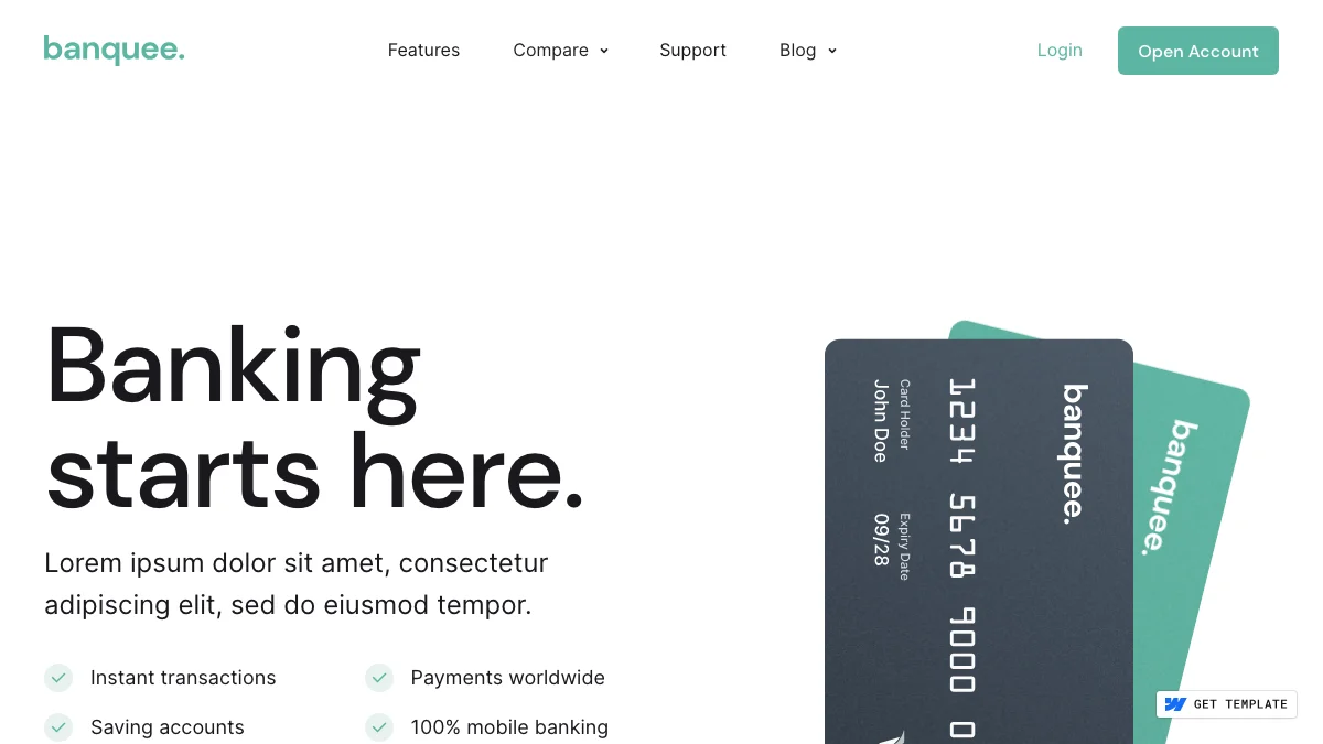Screenshot of the Banquee theme homepage