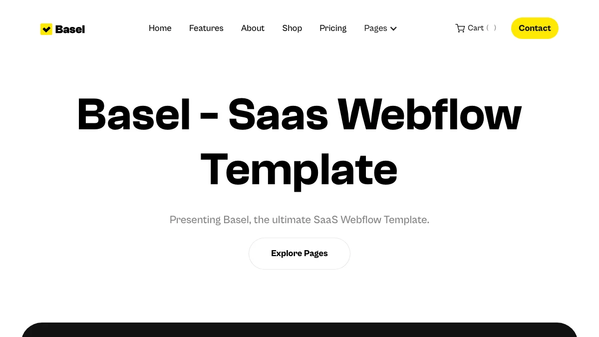 Screenshot of the Basel theme homepage