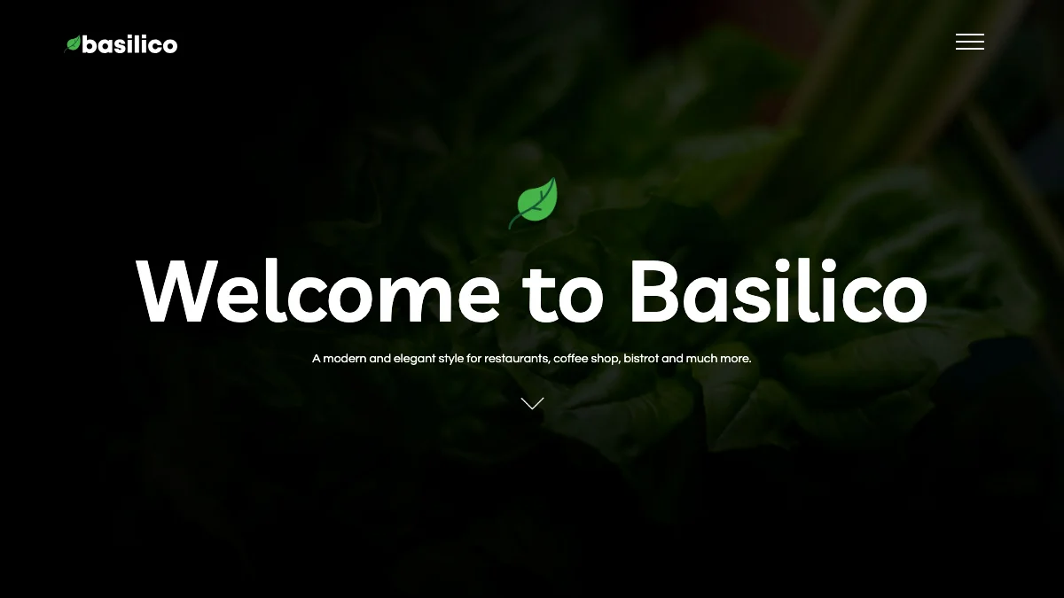 Screenshot of the Basilico theme homepage