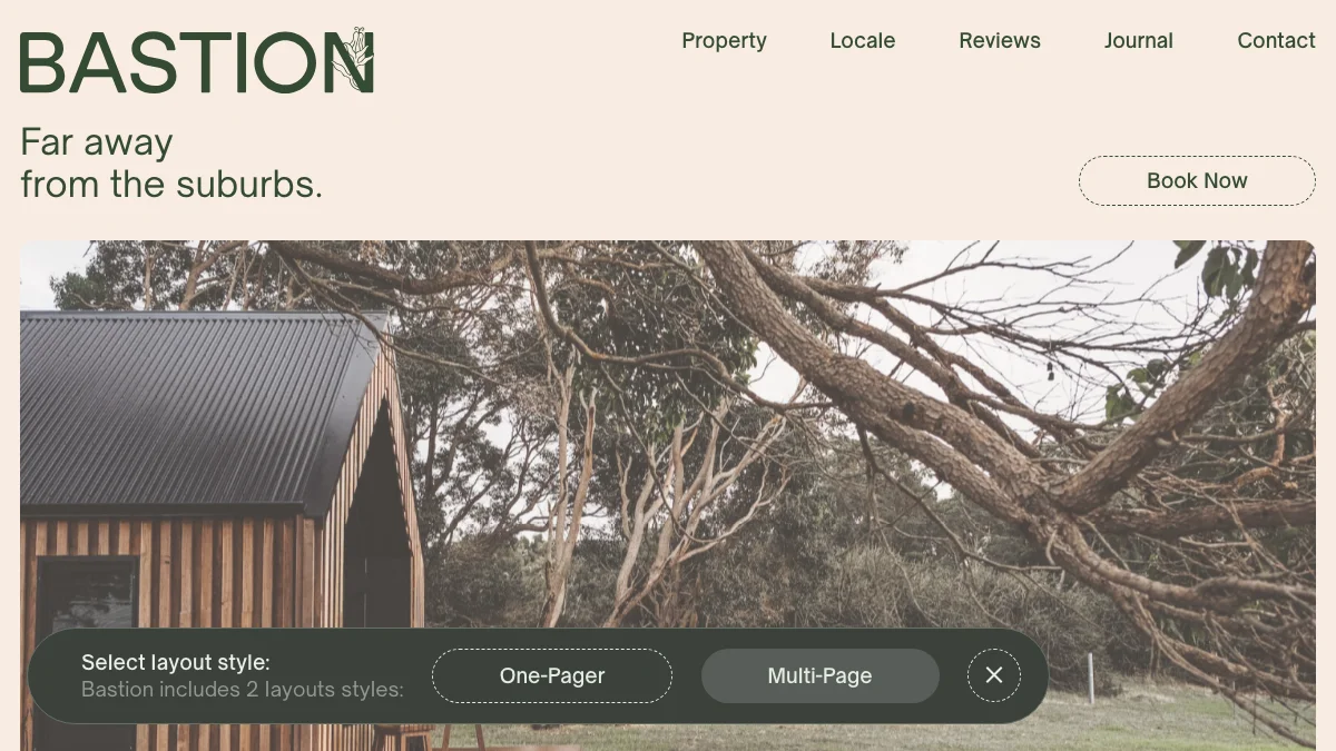 Screenshot of the Bastion theme homepage
