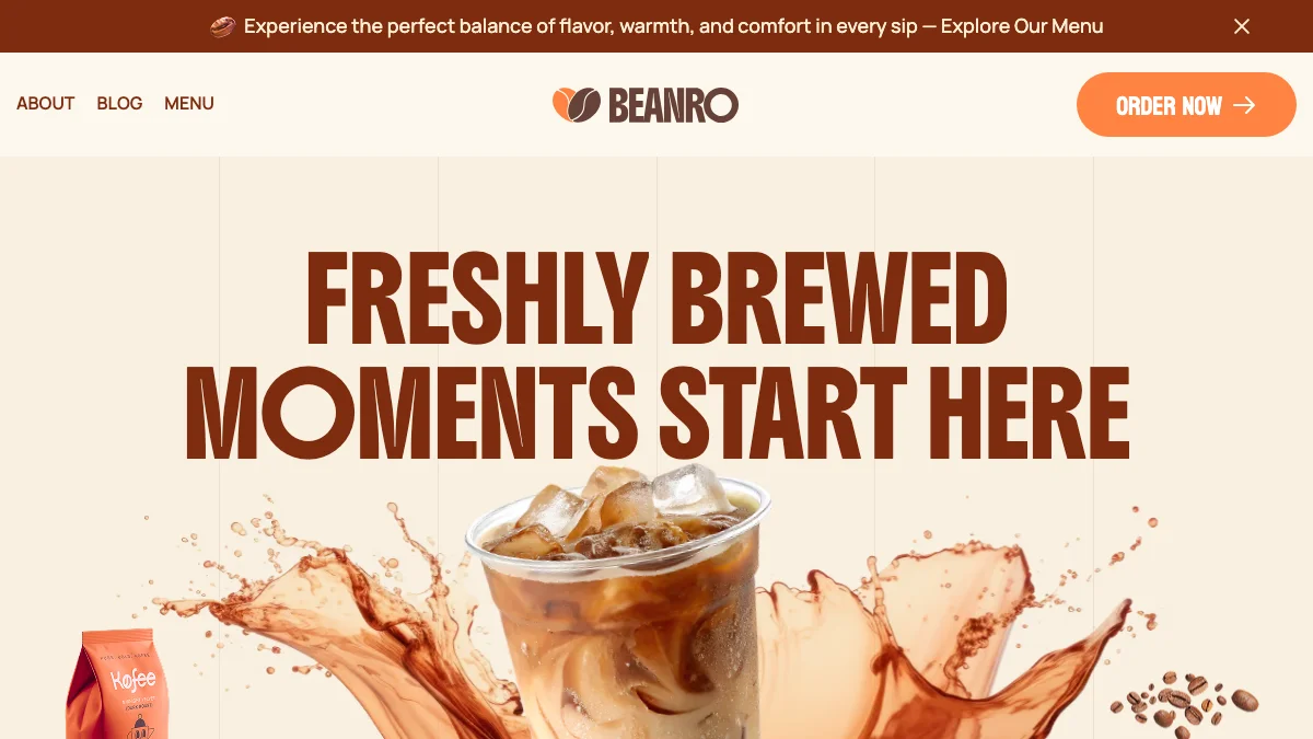 Screenshot of the Beanro theme homepage