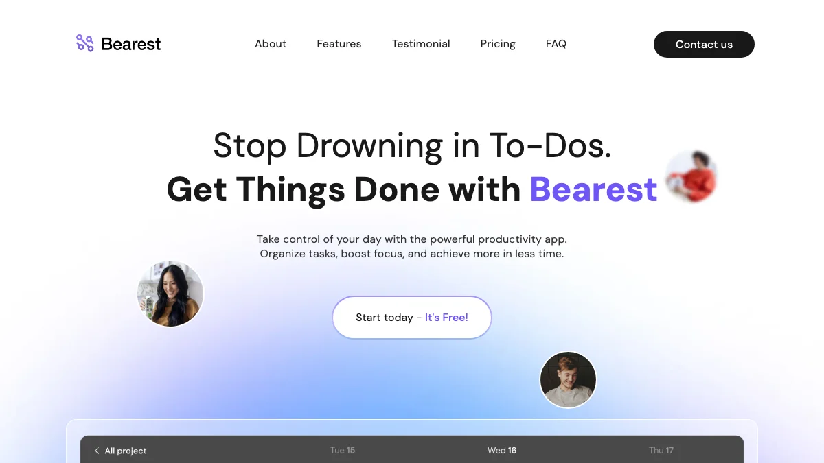 Screenshot of the Bearest theme homepage