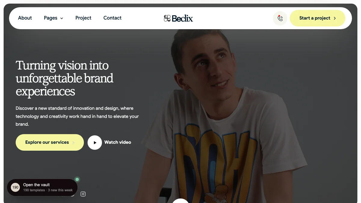 Screenshot of the Beclix theme homepage