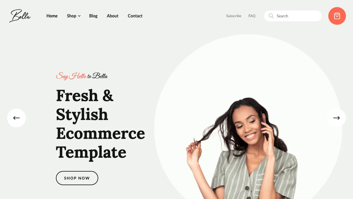 Screenshot of the Bella theme homepage