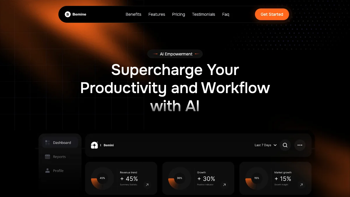 Screenshot of the Bemine theme homepage