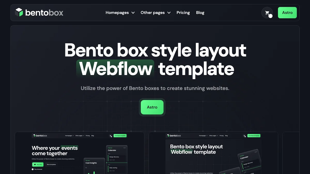 Screenshot of the Bentobox theme homepage