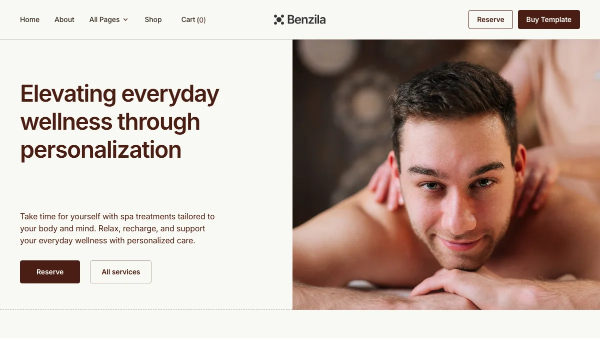 Screenshot of the Benzila theme homepage