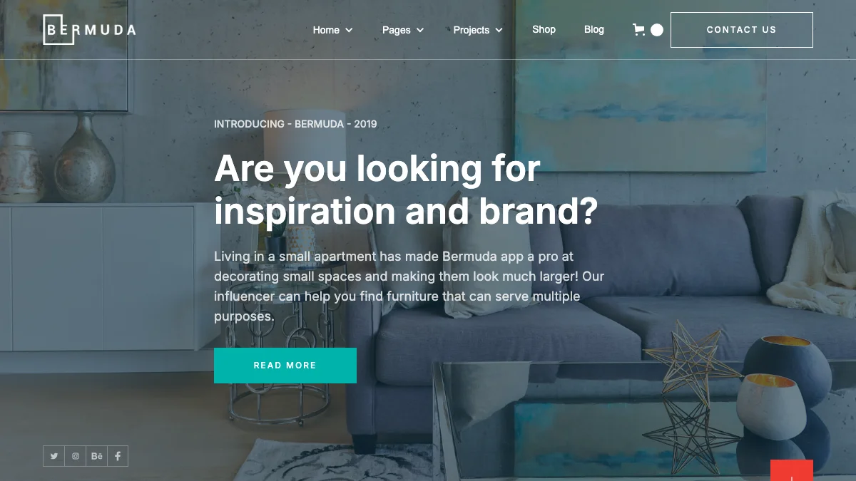 Screenshot of the Bermuda - Ecommerce theme homepage
