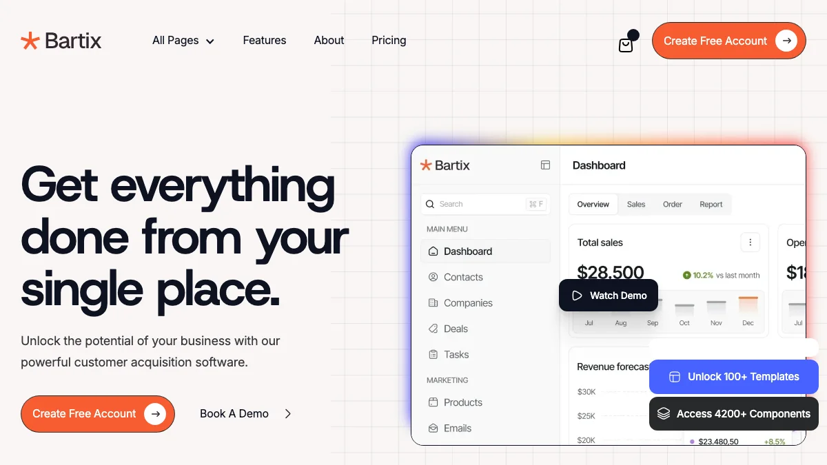 Screenshot of the Bertix theme homepage