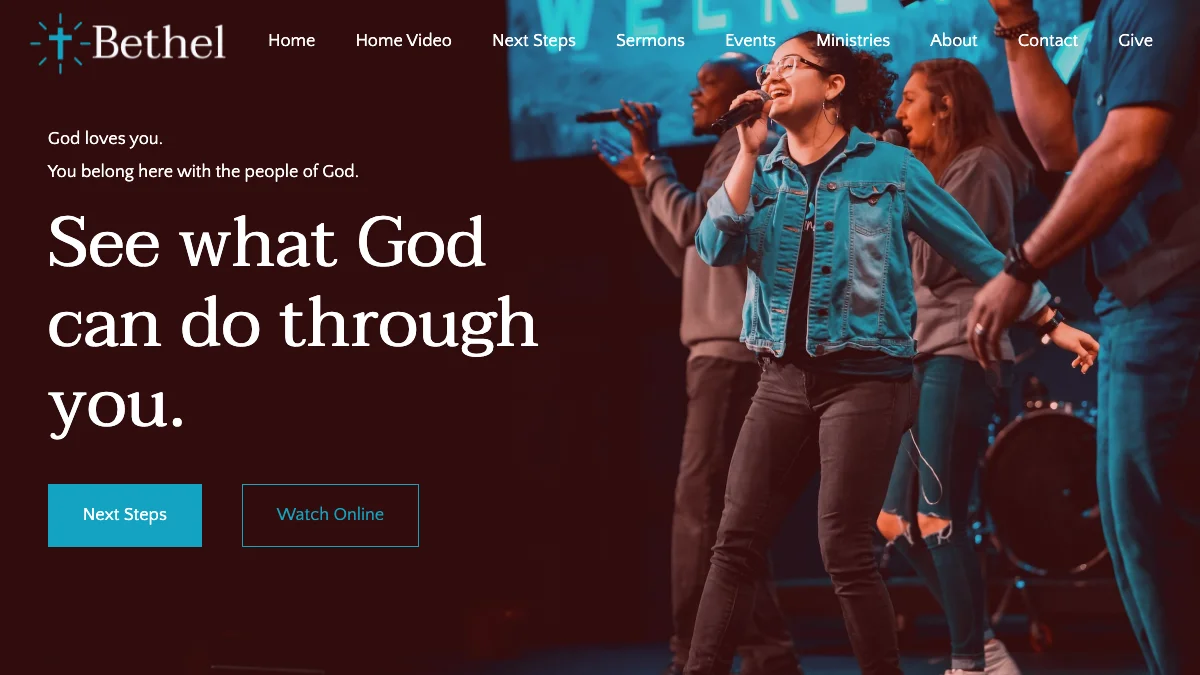 Screenshot of the Bethel theme homepage