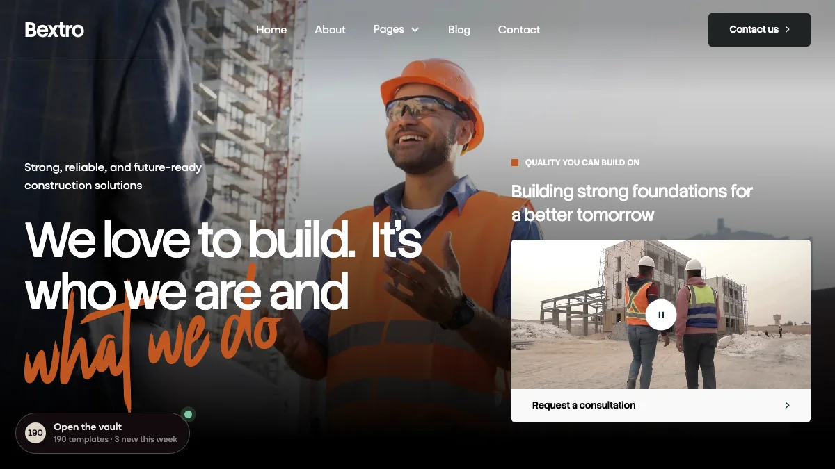 Screenshot of the Bextro theme homepage