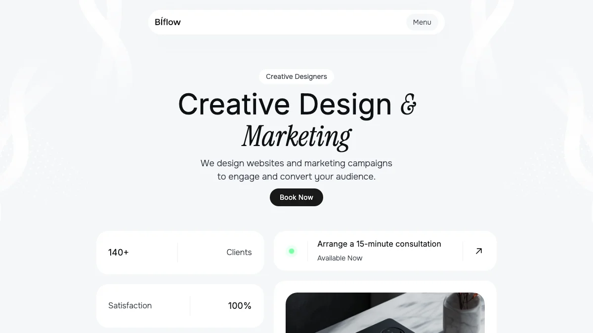 Screenshot of the Biflow theme homepage