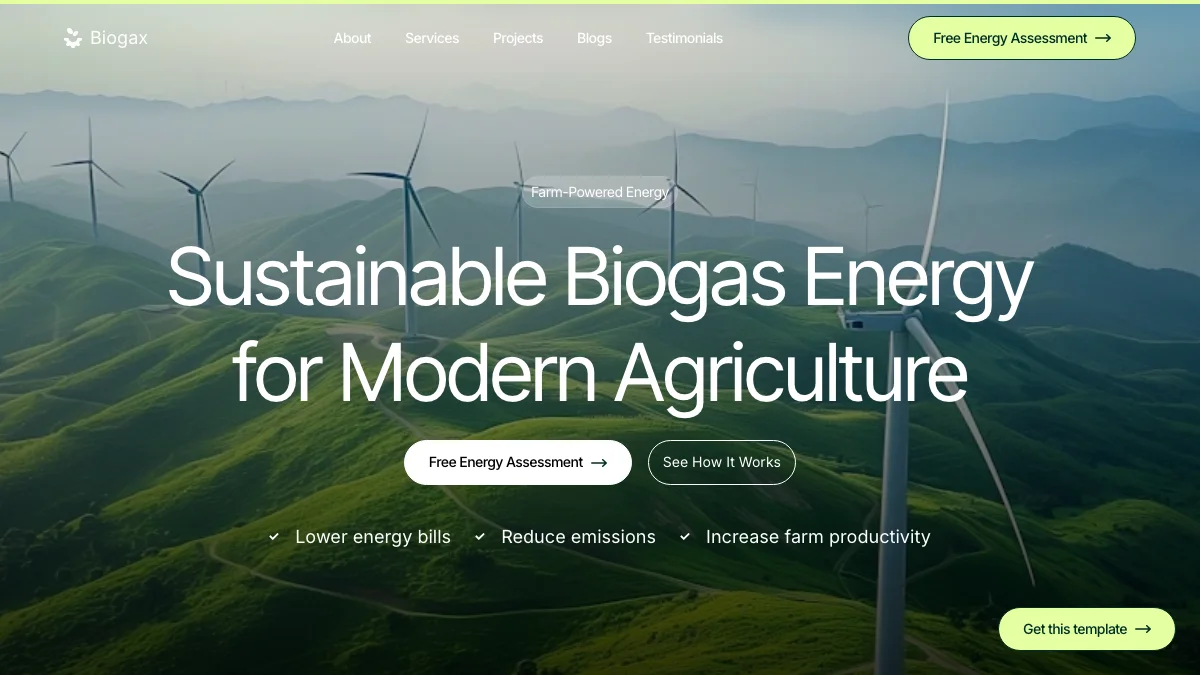 Screenshot of the Biogax theme homepage