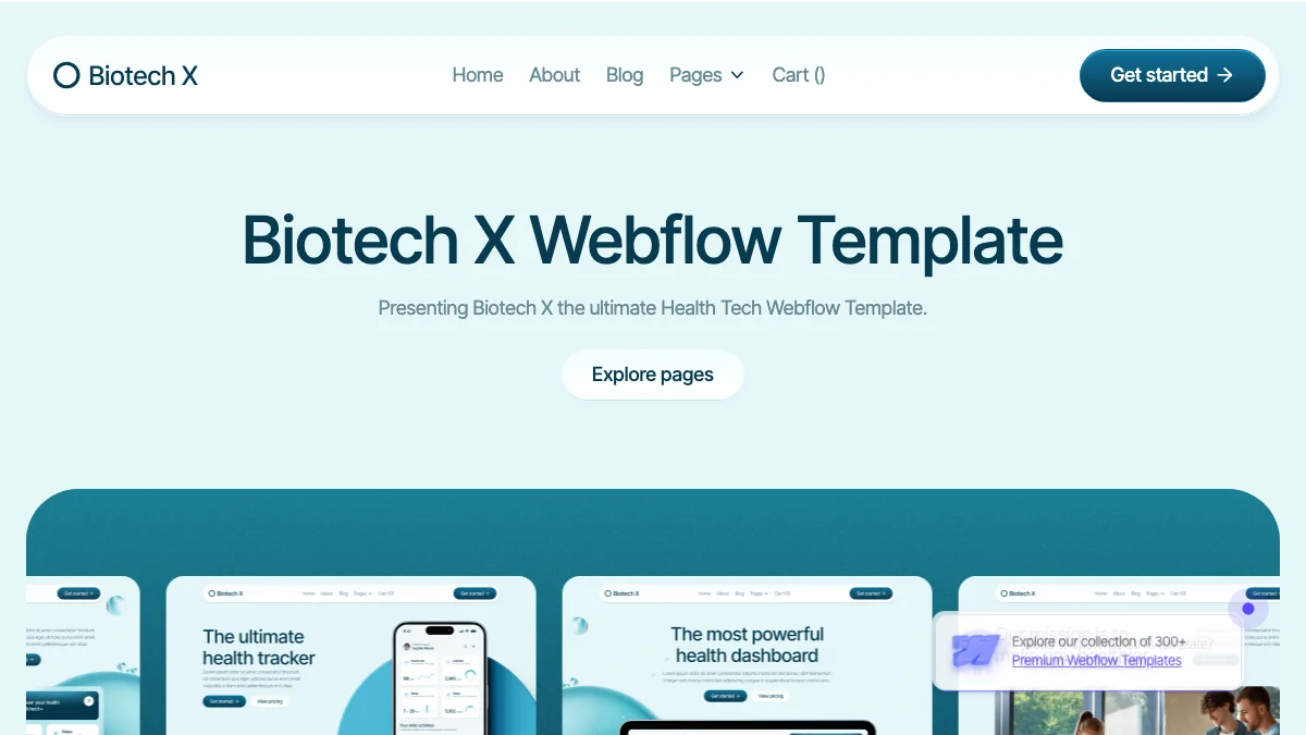 Screenshot of the Biotech X theme homepage