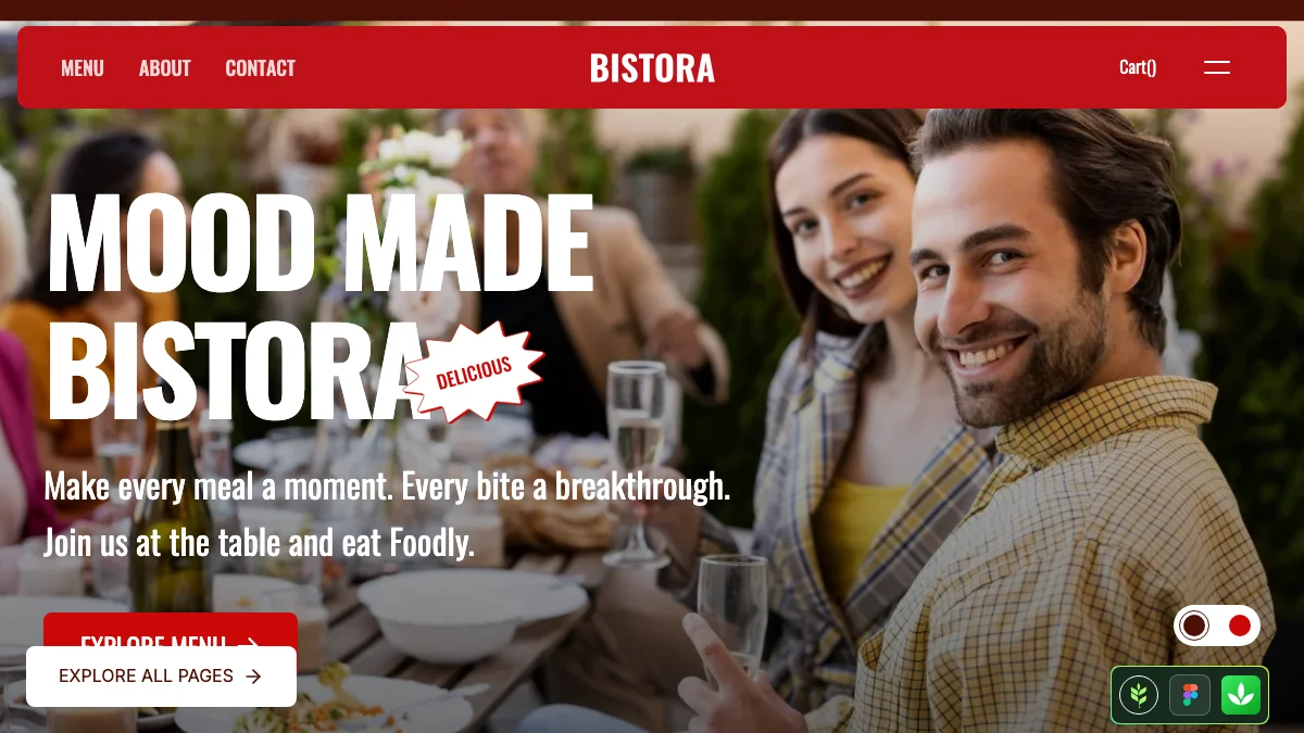 Screenshot of the Bistora theme homepage