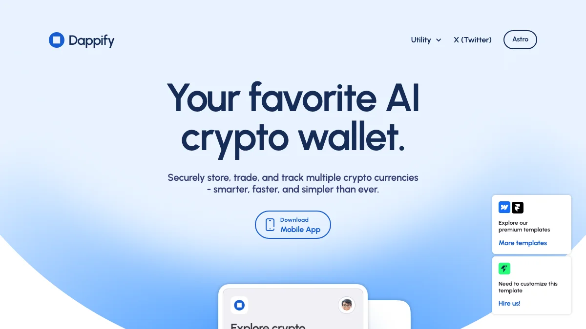 Screenshot of the Dappify theme homepage