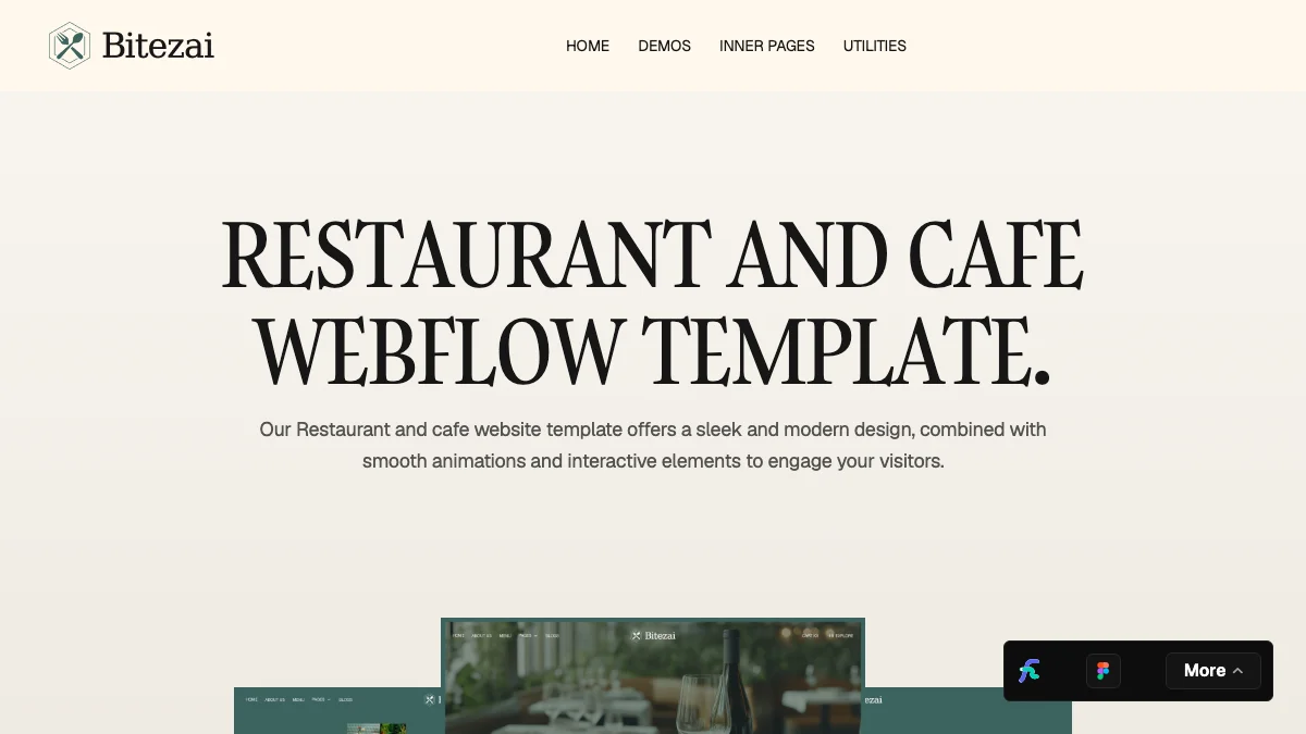 Screenshot of the Bitezai theme homepage