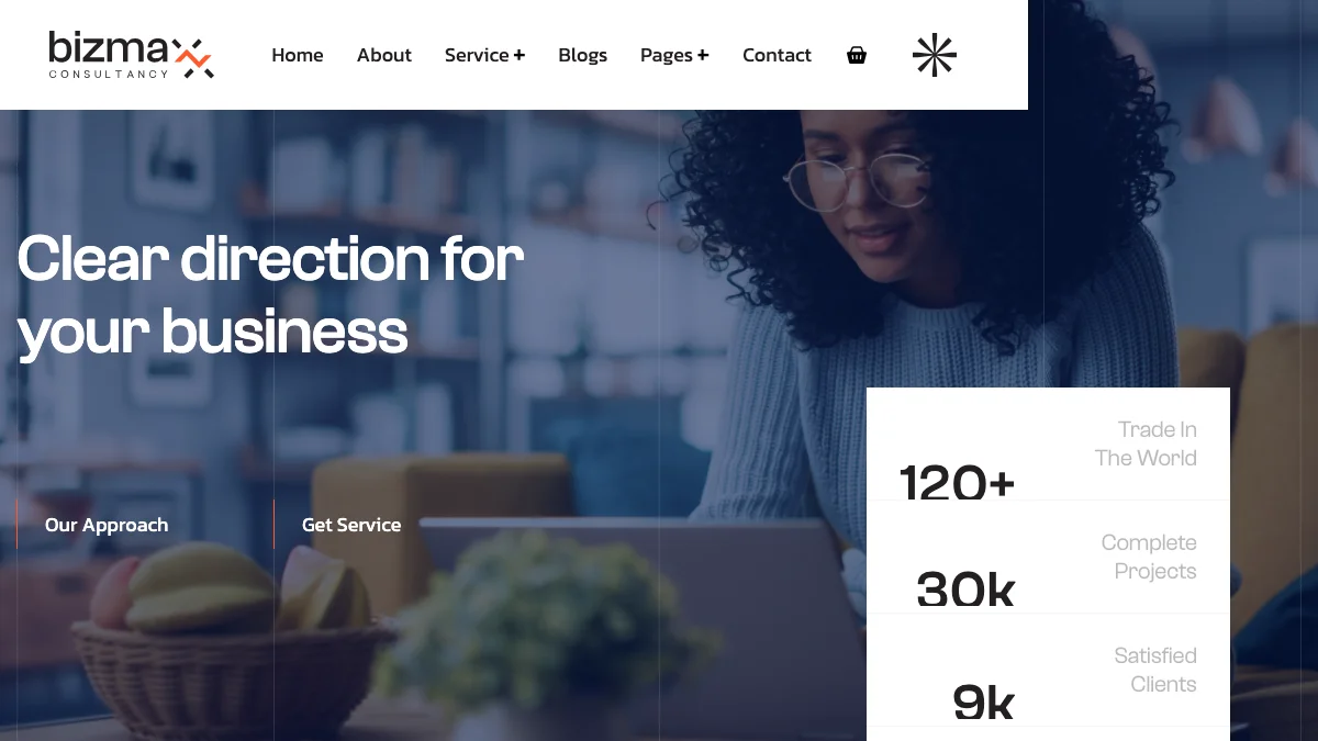 Screenshot of the Bizmax theme homepage