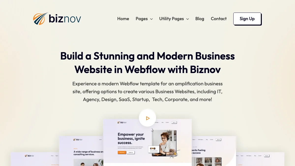 Screenshot of the Biznov theme homepage