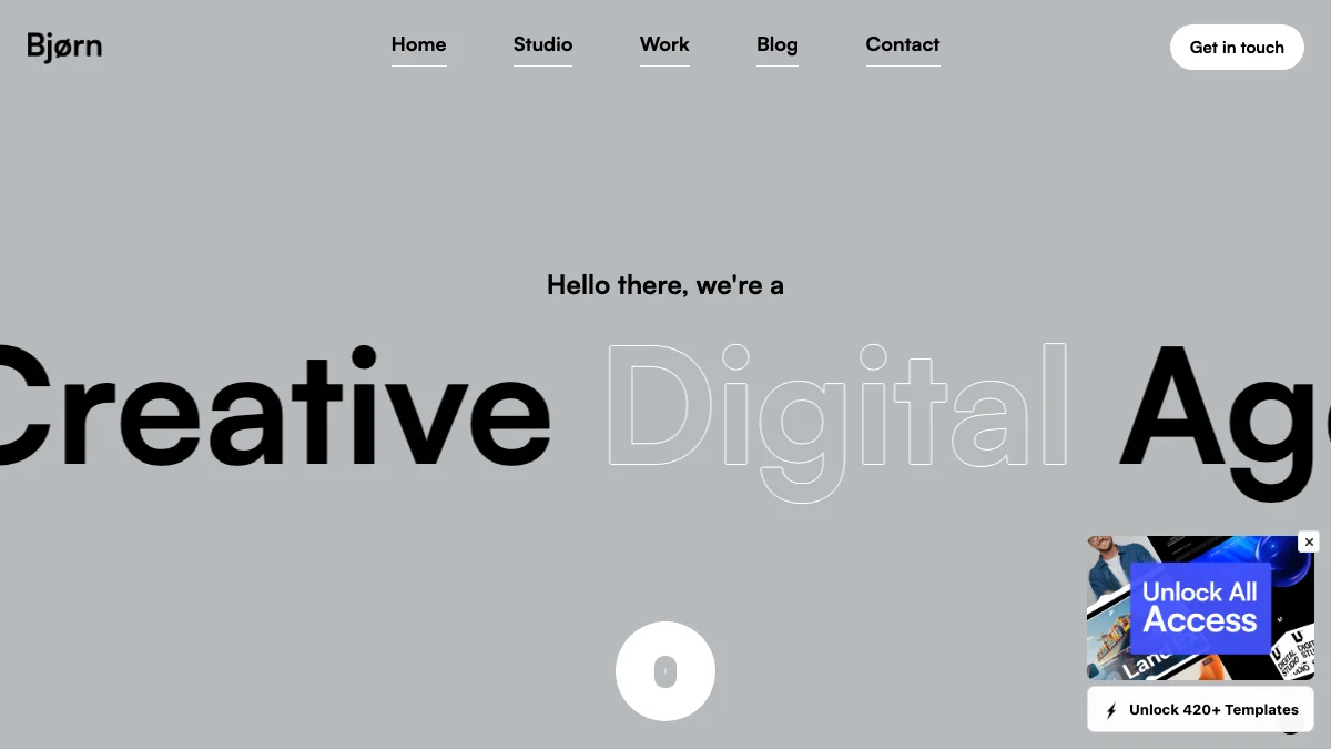 Screenshot of the Bjørn theme homepage