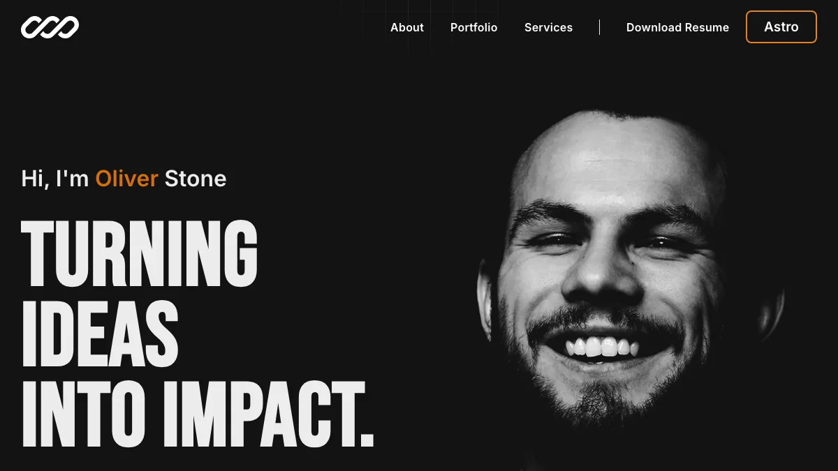 Screenshot of the Blackfolio theme homepage