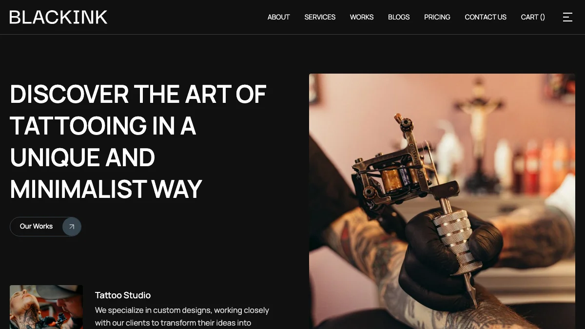 Screenshot of the BlackInk theme homepage