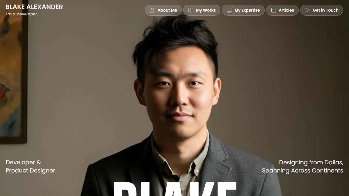 Screenshot of the Blake Alexander theme homepage
