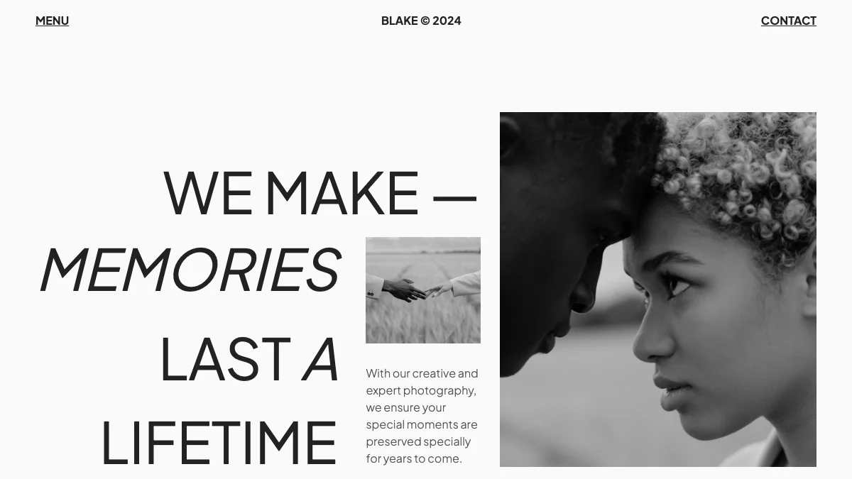 Screenshot of the Blake Photo theme homepage