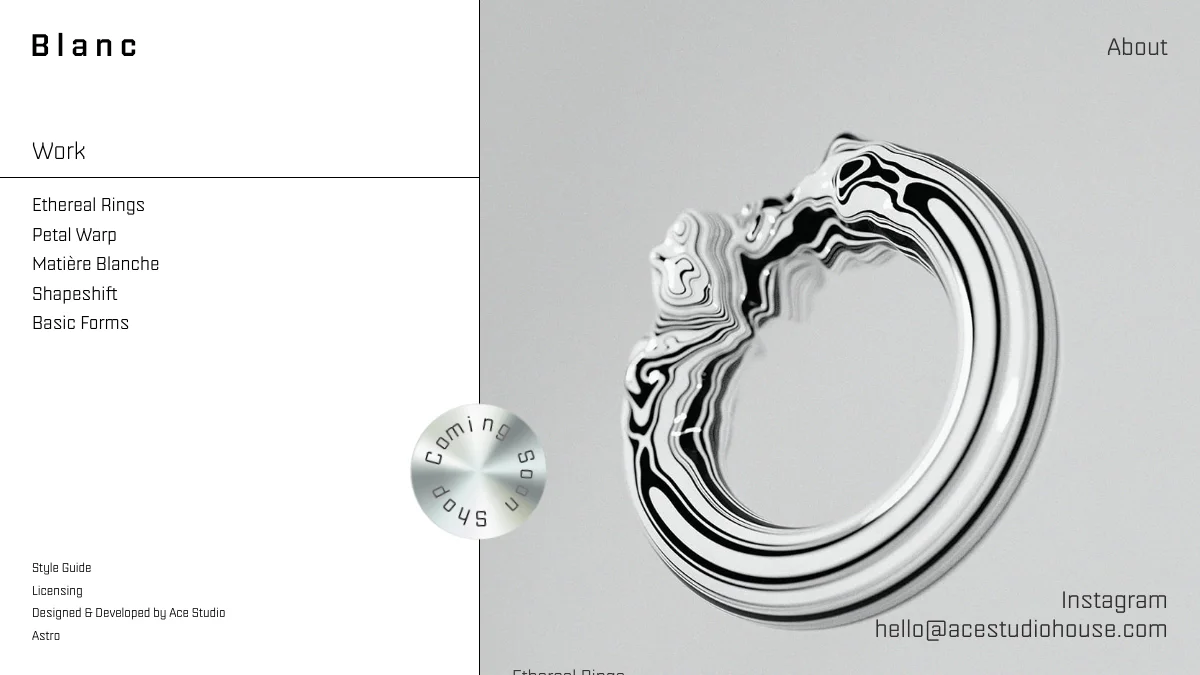 Screenshot of the Blanc theme homepage