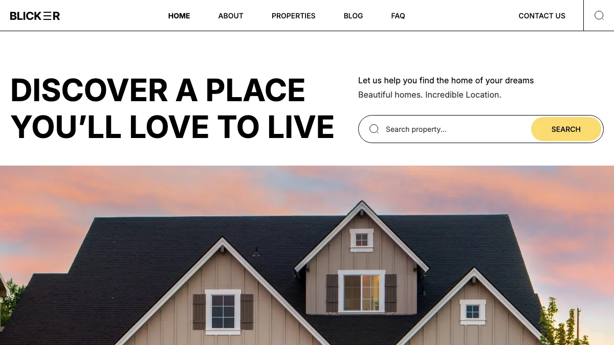 Screenshot of the Blicker theme homepage