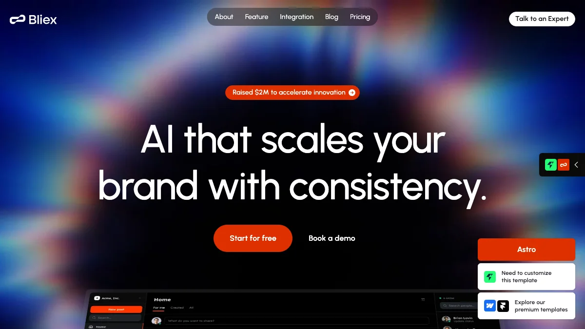 Screenshot of the Bliex theme homepage