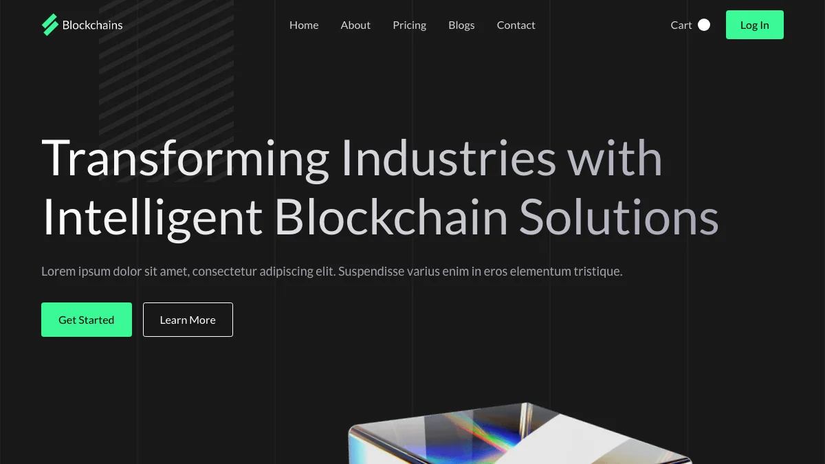 Screenshot of the Blockchains theme homepage