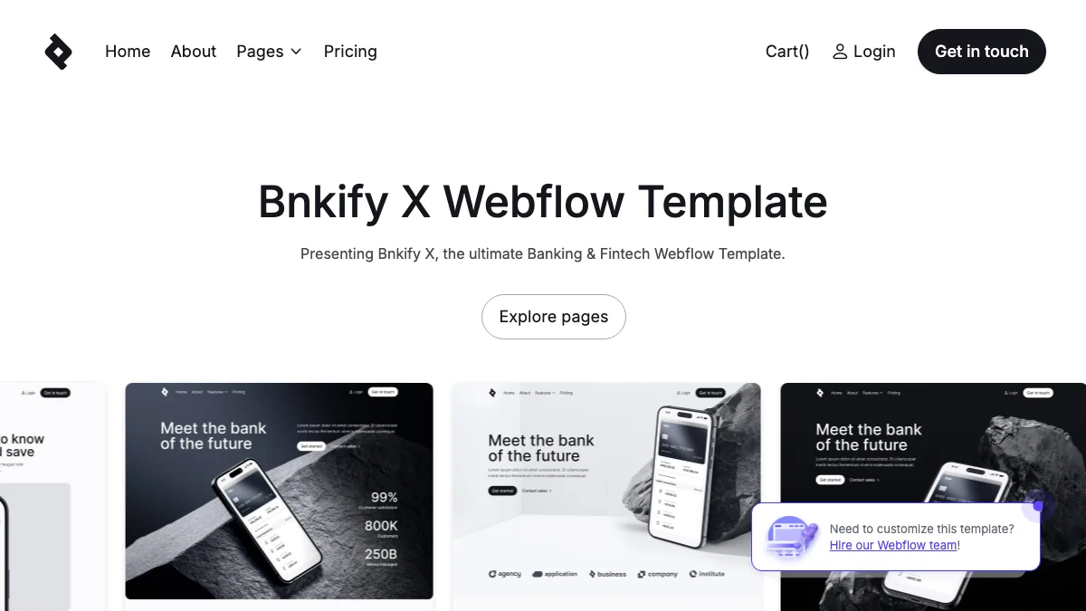 Screenshot of the Bnkify X theme homepage